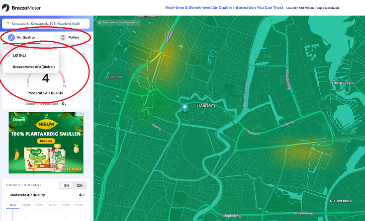 Kaart Breezometer Haarlem kl
