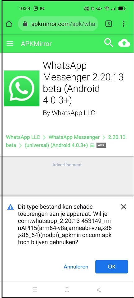 downloaden apk waarchuwing 1